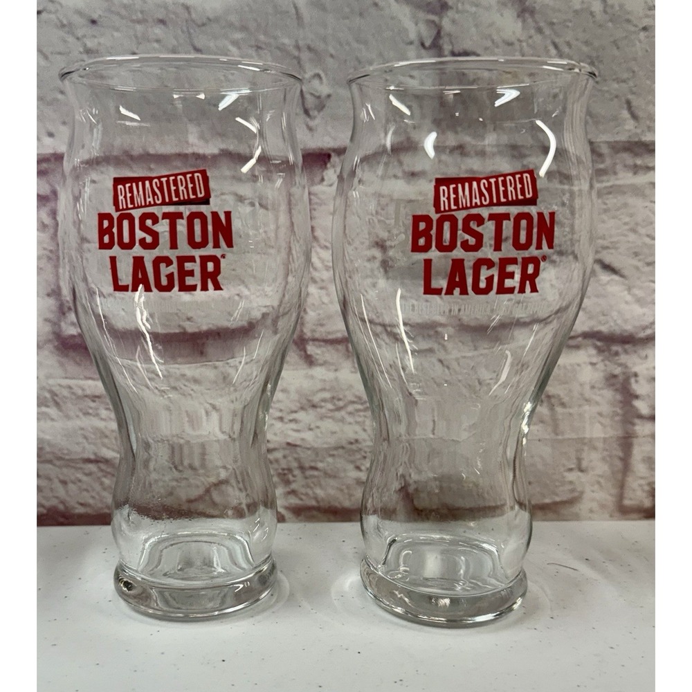 Sam Adams Remastered Boston Lager Lot Of 2 Pair Set 16 oz Glass Pint *BRAND NEW*